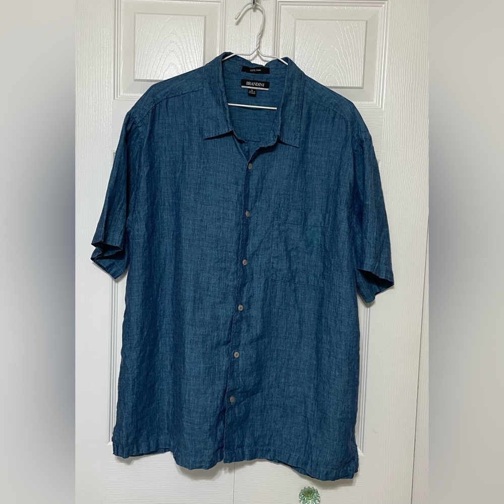 Blue Casual Button Down Shirt with Lightweight Fabric